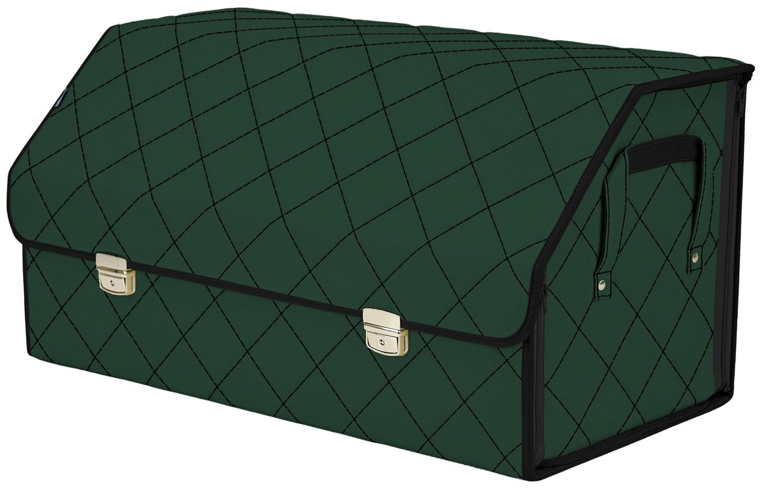 Органайзер-саквояж в багажник "Союз Премиум" (размер XL Plus). Цвет: зеленый с черной прострочкой Ромб.