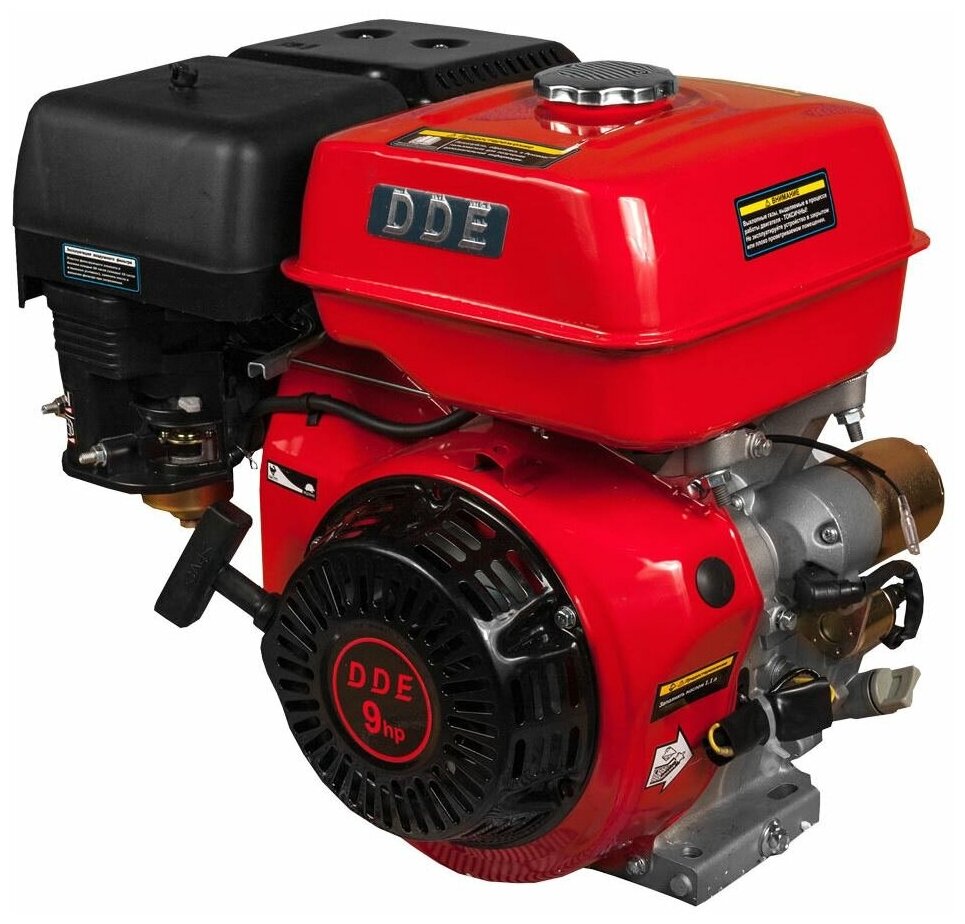 Двигатель DDE бензиновый 4-х тактный 177F-S25E (25.0мм, 9.0л. с 270 куб. см фильтр-картридж, датчик уровня масла, электростартер 12V) DDE177F-S25E