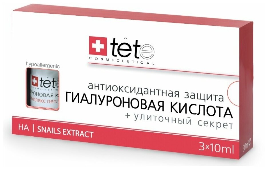 Гиалуроновая кислота, улиточный секрет TETe Cosmeceutical Hyaluronic Acid + Snail Extract, 10 мл.