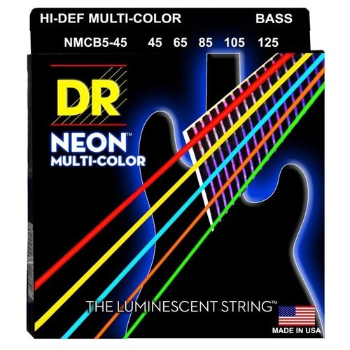 фото Набор струн dr nmcb5-45 hi-def neon multi-color, 1 уп.