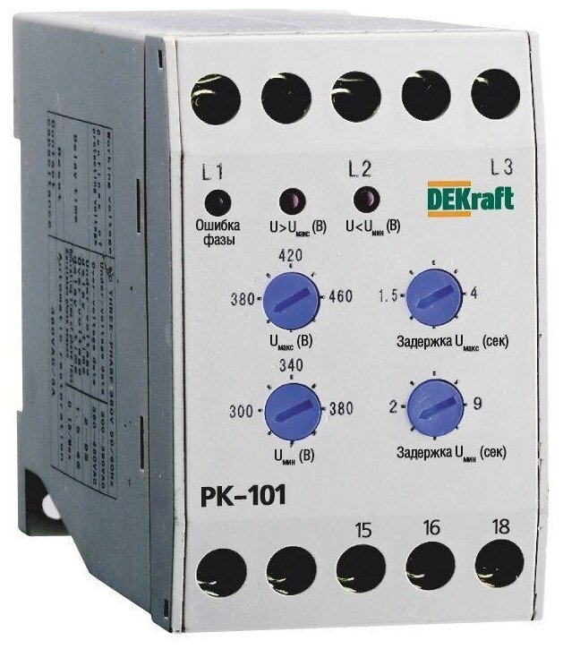 Реле контроля фаз РК-101 380В тип 01 DEKraft 23300DEK