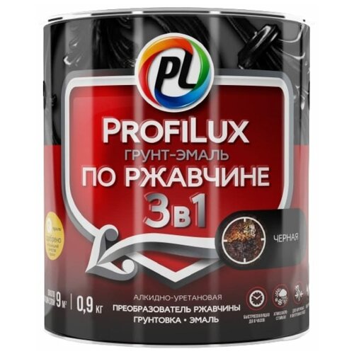 Profilux Грунт эмаль по ржавчине 3в1 Черная0,9 кг Н0000003477