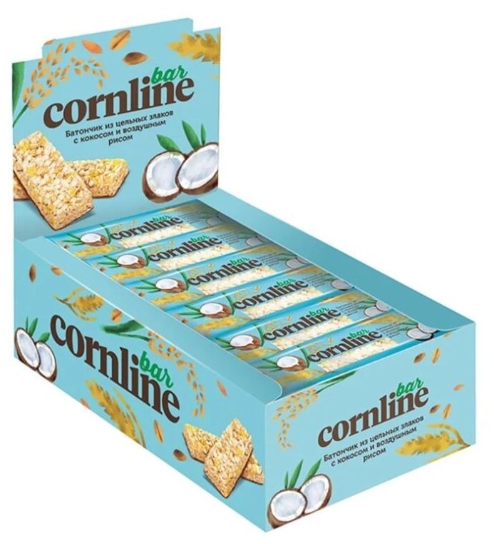 Зерновой батончик Cornline с кокосом, 30 г (упаковка 18 шт.)