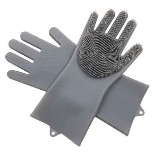 Многофункциональные силиконовые перчатки для мытья посуды серый 360₽