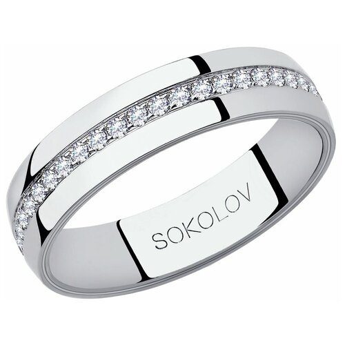Кольцо обручальное SOKOLOV, белое золото, 585 проба, фианит, размер 20 обручальное кольцо sokolov из белого золота с фианитами