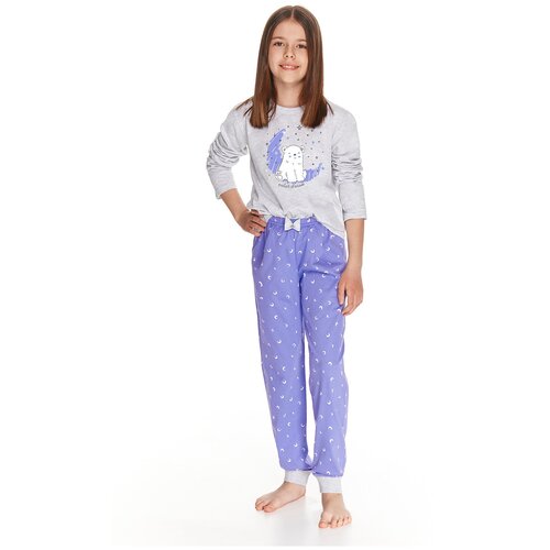 фото Пижама детская для девочки taro susan 2585-2586-01, кофта и брюки, серый (размер: 98)