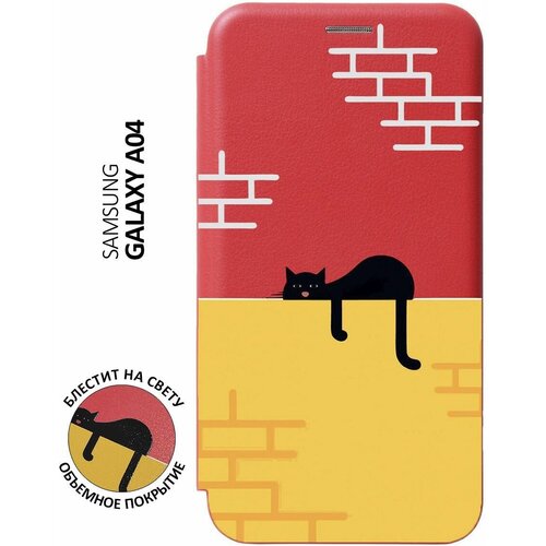 Чехол-книжка на Samsung Galaxy A04, Самсунг А04 с 3D принтом Lazy Cat красный чехол книжка на samsung galaxy a04 самсунг а04 с 3d принтом princes красный