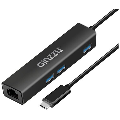 Хаб USB Ginzzu GR-765UB USB Type-C - 3xUSB 3.0/RJ45 Black 17