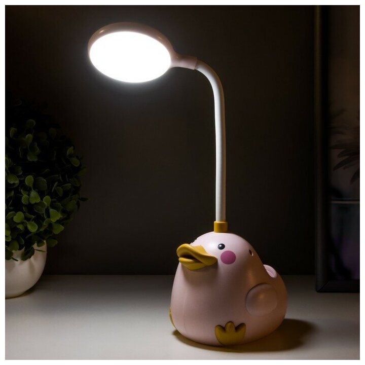 RISALUX Настольная лампа "Утенок" LED 3Вт АКБ розовый 9,5х11х33 см - фотография № 2