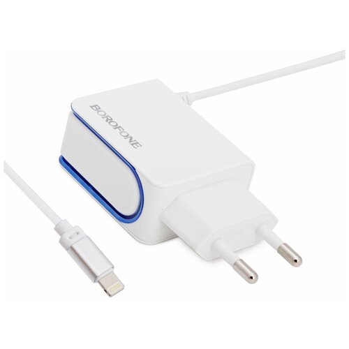 Сетевое ЗУ 2xUSB с кабелем Lightning Borofone BA35A Brilliant Белое сетевое зу morechoice 2usb 2 4a для lightning 8 pin nc22i white