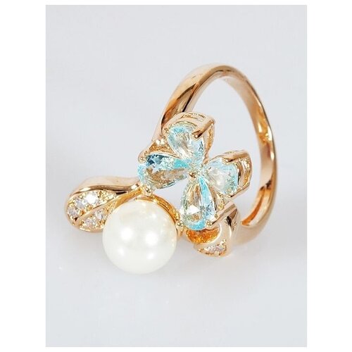 фото Кольцо помолвочное lotus jewelry, фианит, жемчуг swarovski синтетический, размер 20, белый