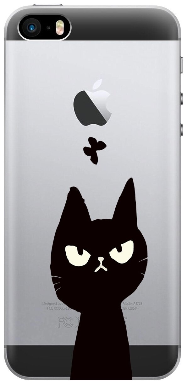 Силиконовый чехол на Apple iPhone SE / 5s / 5 / Эпл Айфон 5 / 5с / СЕ с рисунком "Disgruntled Cat"