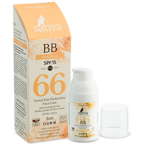 ВВ-крем ухаживающий №66 Rose Beige SPF 15, Sativa 30 мл sativa крем 68 rose beige spf 30 30 мл