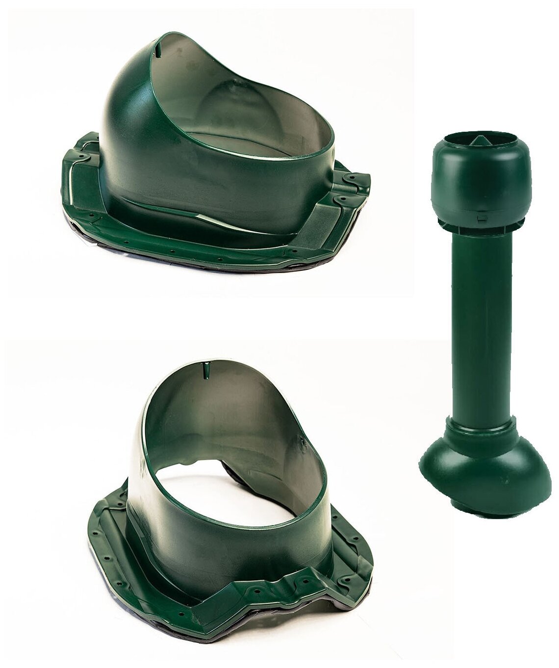 Комплект кровельной канализационной вентиляции поливент PROF-35 для металлопрофиля D110 H500, зеленый