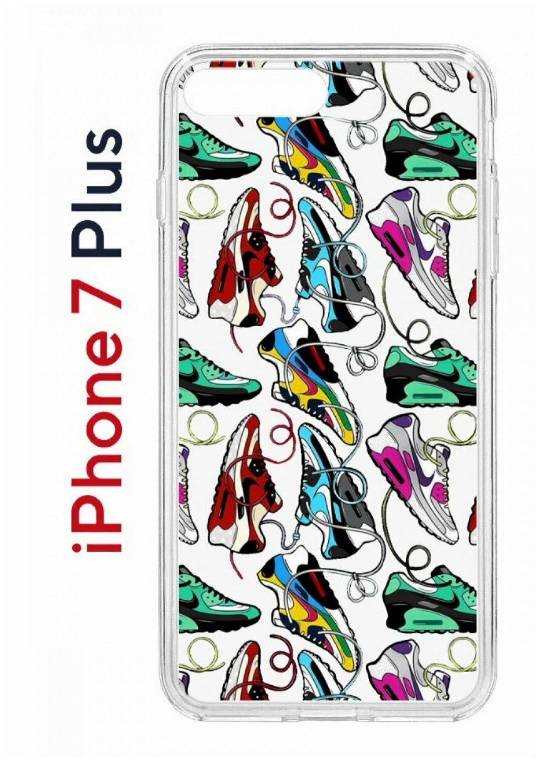 Чехол для iPhone 7 Plus/8 Plus Kruche Print Кроссы Nike Air Max,противоударный силиконовый бампер с рисунком,пластиковая накладка с защитой камеры