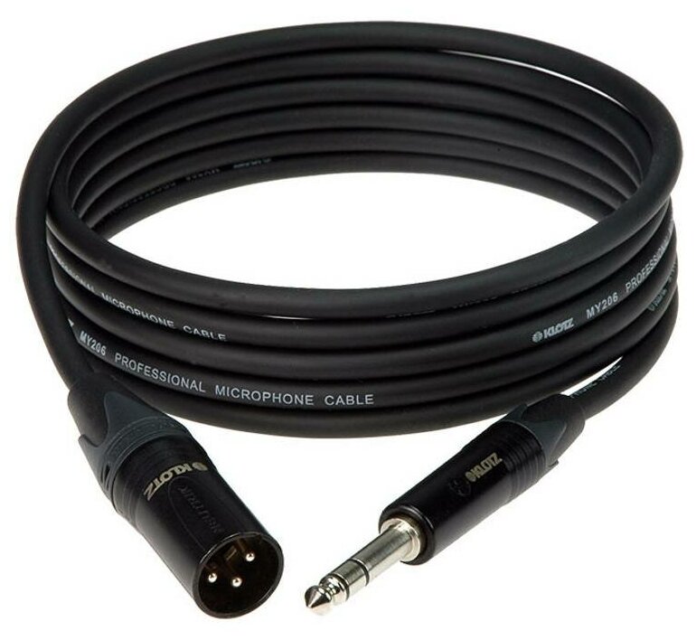 KLOTZ M1MS1B0200 кабель микрофонный XLR Male - Jack 6,3 Stereo 2 m