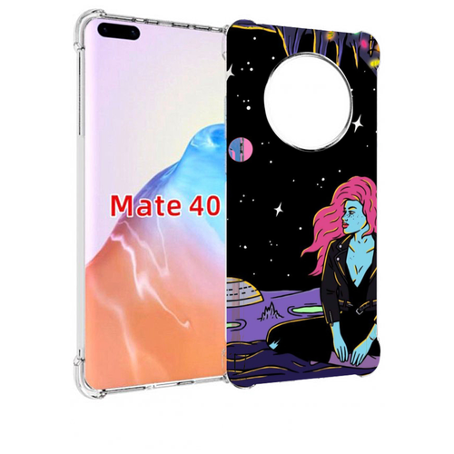 Чехол MyPads девушка с красными волосами в космосе женский для Huawei Mate 40 / Mate 40E задняя-панель-накладка-бампер