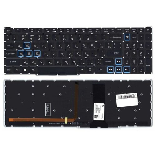 Верхняя панель с клавиатурой топкейс топ-панель для ноутбука Acer Predator PH517-51 черная с синей подсветкой 4631₽