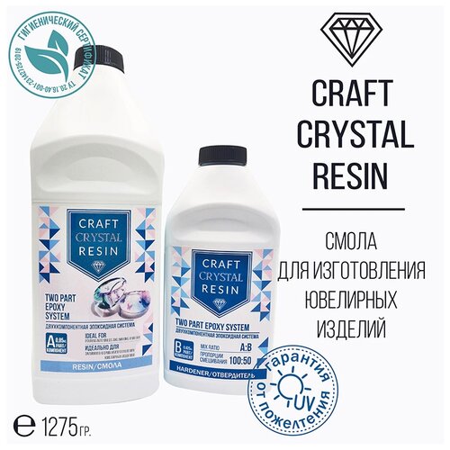 Ювелирная эпоксидная прозрачная смола 1275 г, Craft Crystal Resin, Craftsmen.store