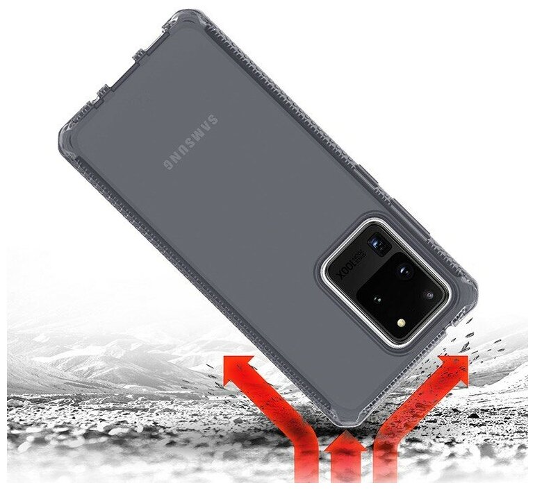 Чехол антибактериальный ITSKINS SPECTRUM CLEAR для Samsung Galaxy S20 Ultra дымчатый - фото №3