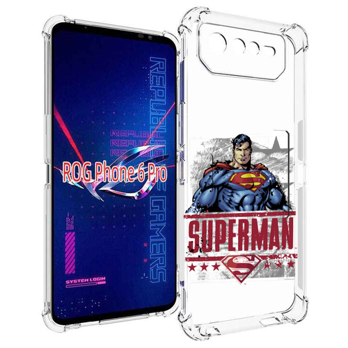 Чехол MyPads рисунок супермен для Asus ROG Phone 6 Pro задняя-панель-накладка-бампер