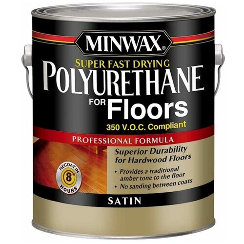 Сверхбыстросохнущий лак для пола Minwax Super Fast-Drying Polyurethane for Floors Полуматовый 3,785 л