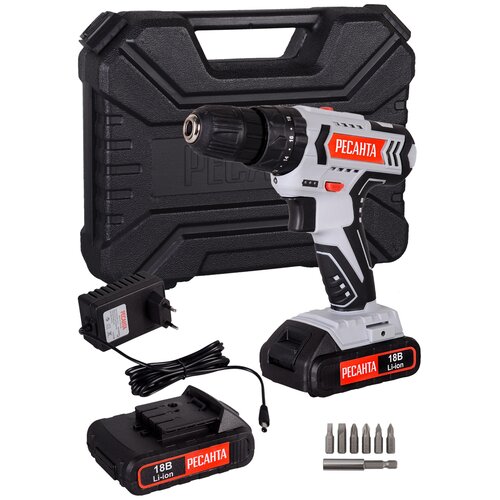 Дрель-шуруповерт Ресанта ДА-18Л-2ЛК-У с 2-мя АКБ кейс 510700₽