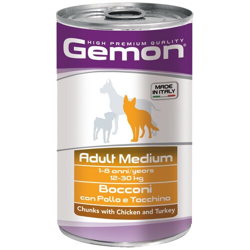 Консервы для собак средних пород Gemon Dog Medium с курицей и индейкой 1250 г.
