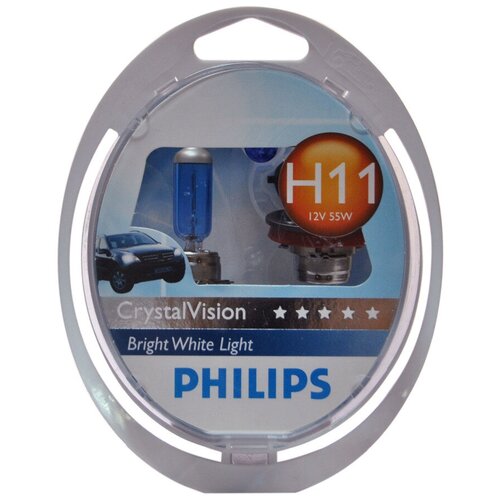 фото Лампа набор 12v h11 55w + w5w/t105 pgj19-2 бокс (2шт.+2шт.) crystal vision philips 12362cvsm