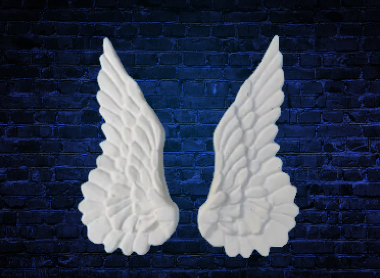 Декоративное настенное панно крылья ангела (декор на стену) барельеф из гипса белый