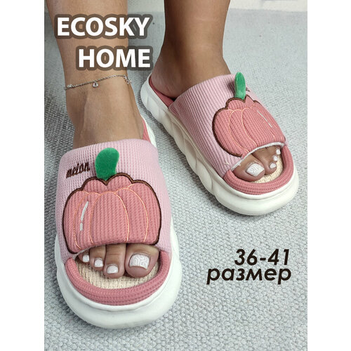 фото Тапочки , размер 40-41, белый, розовый ecosky home