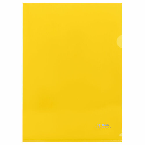 Папка-уголок СТАММ А4, 180мкм, пластик, прозрачная, желтая - 60 шт.