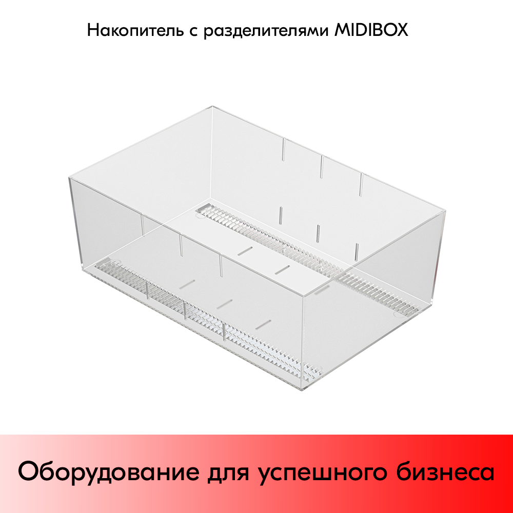 Накопитель с разделителями MIDIBOX,300х197х108 мм, пластик прозрачный