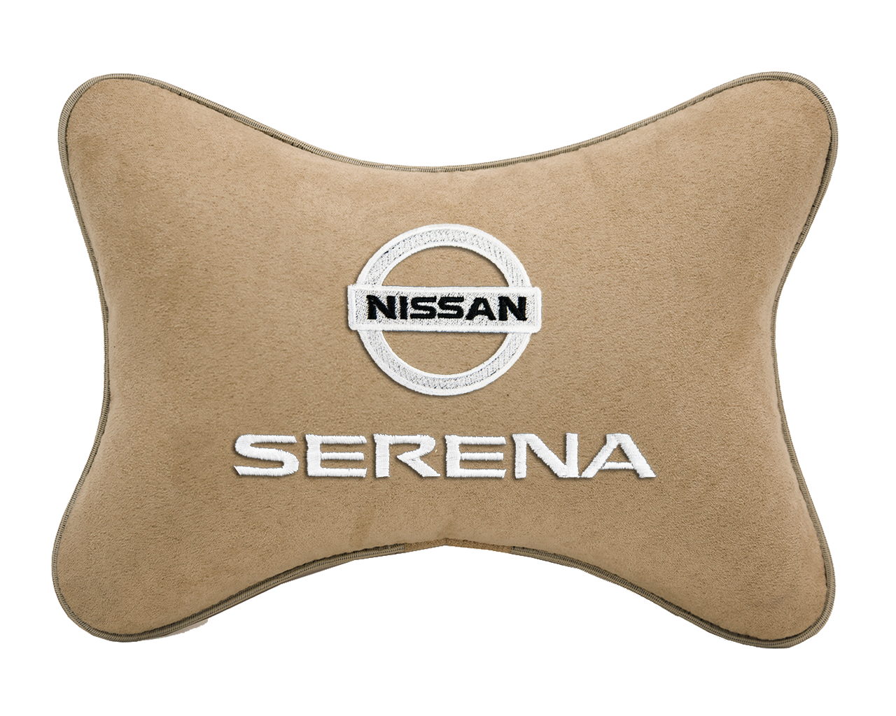 Подушка на подголовник алькантара Beige с логотипом автомобиля NISSAN SERENA