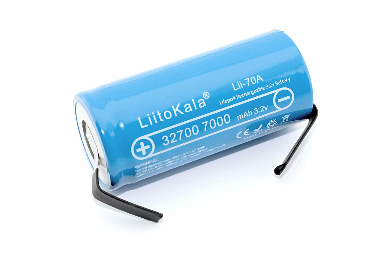 Аккумулятор типа 32700 LiitoKala Lii-70A-N высокотоковый with connectors LiFePO4 3.2V, 7000mAh