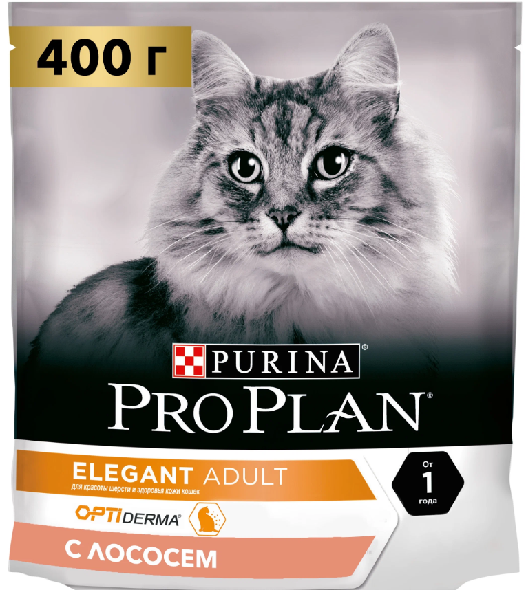 Сухой корм для кошек Pro Plan Elegant для здоровья шерсти и кожи с лососем 400 г