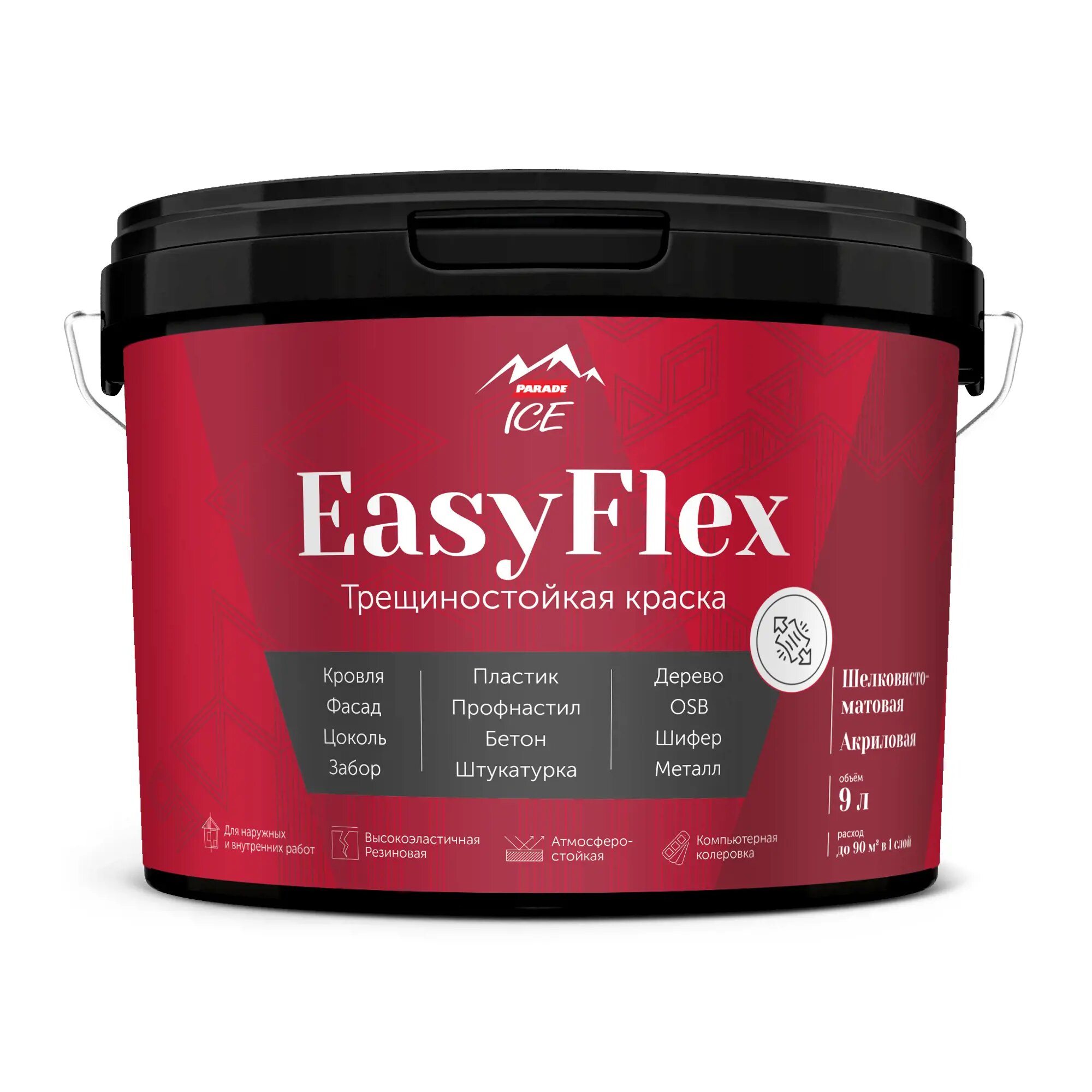 фото Краска фасадная Parade Easy Flex База А 9 л цвет белый