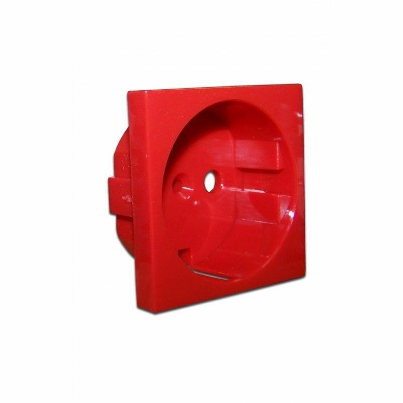 фото Аксессуар Lanmaster Лицевая панель электрической розетки Mosaic 45x45, нем. ст, 2K+3, со шторками, красная