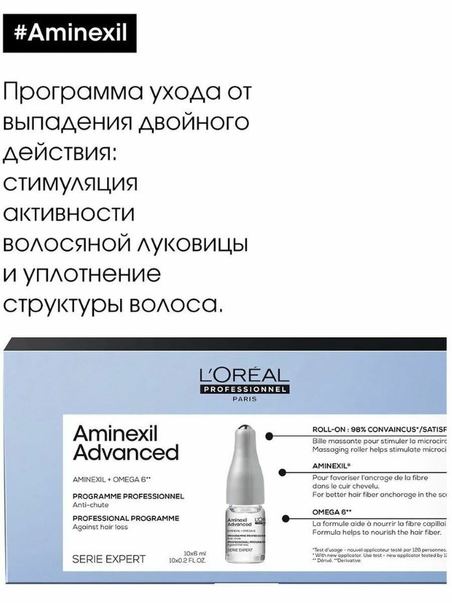Loreal Professionnel Лосьон в монодозах Aminexil Advanced от выпадения волос, 10 х 6 мл (Loreal Professionnel, ) - фото №19