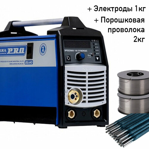 Полуавтомат инвертор SPEEDWAY 180 IGBT SYNERGIC Aurora проволока 2 кг и электроды 3820000₽