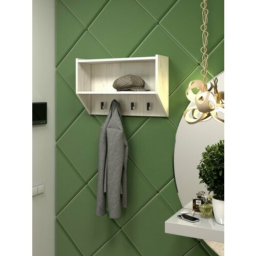 Полка с крючками ФМ Династия, ЛДСП (дуб/крафт белый) 06.316