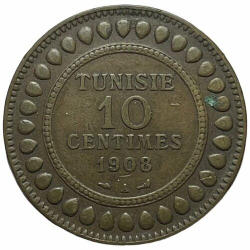 Тунис 10 сантимов 1908 г. (AH 1326) марокко 25 сантимов 1924 г отметка молния над centimes