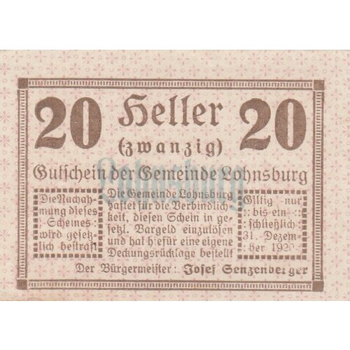 Австрия, Лонсбург 20 геллеров 1914-1920 гг. (Вид 2) австрия айген 20 геллеров 1914 1920 гг вид 2