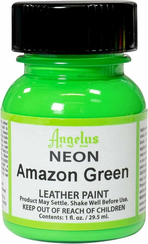 Акриловая художественная краска Angelus для ткани и кожи, Amazon Green 125 (неон салатовый), 29.5 мл