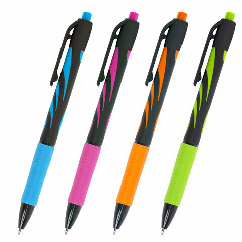 Ручка шариковая автоматическая BRAUBERG ULTRA-RT NEON, синяя, 0,7 мм, линия 0,35 мм, 143932, 40 штук