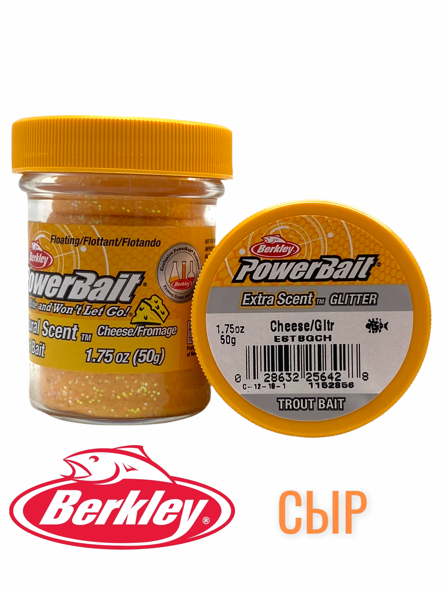 Паста форелевая Berkley PowerBait Natural Scent Cheese Glitter/ Сыр 50gr