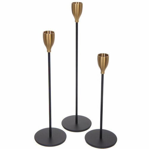 Подсвечники «GRACE» 22 /27/32 см (набор 3 шт), Черный