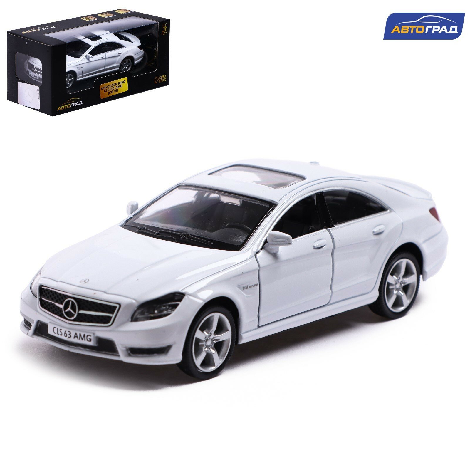 Машина металлическая MERCEDES-BENZ CLS63 AMG, 1:32, инерция, цвет белый 3098639