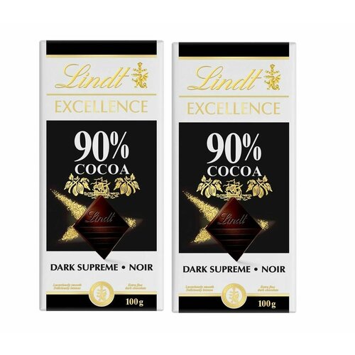 Шоколад горький Lindt Excellence 90% COCOA NOIR DARK 2 шт х 100 гр (Франция)