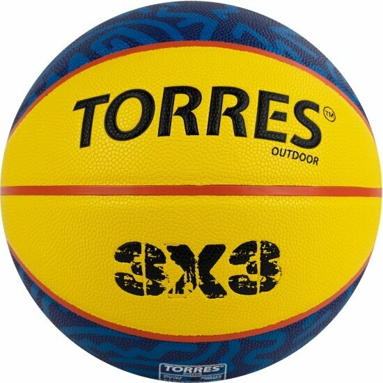 Мяч баскетбольный Torres 3х3 Outdoor B322346 размер 6, 8 панелей, жёлто-синий